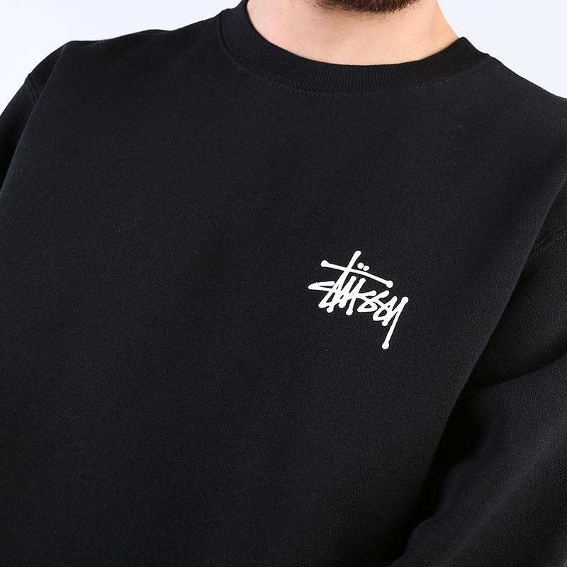 мужская черная толстовка Stussy Basic Crew 1914500-black - цена, описание, фото 2